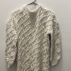 JustFab Cream Cable Knit Crewneck Sweater Dress